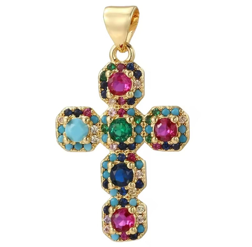 Croix moyenne multicolore "Bora-Bora"