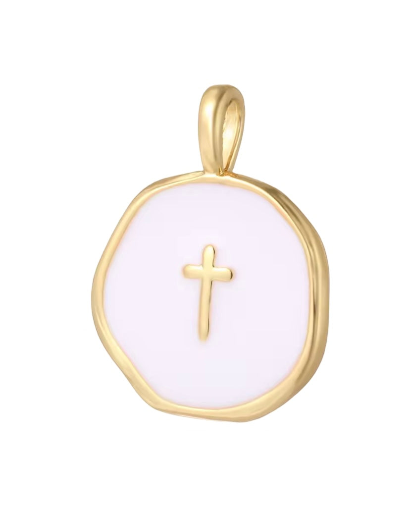 Charms rond doré et blanc "Lisa"