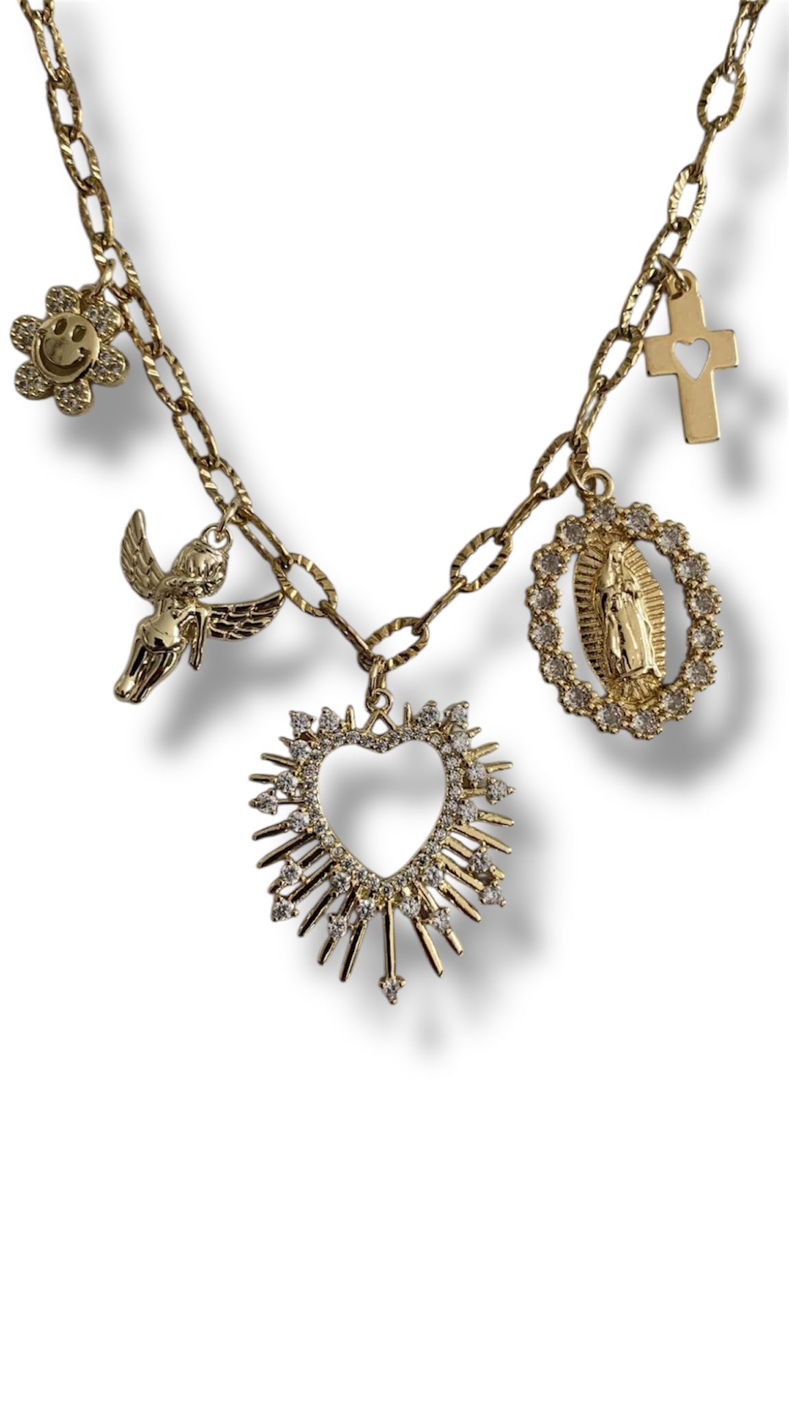 Collier Elisa Doré – Strass Blanc, Sans Nickel – Neuf Avec étiquettes