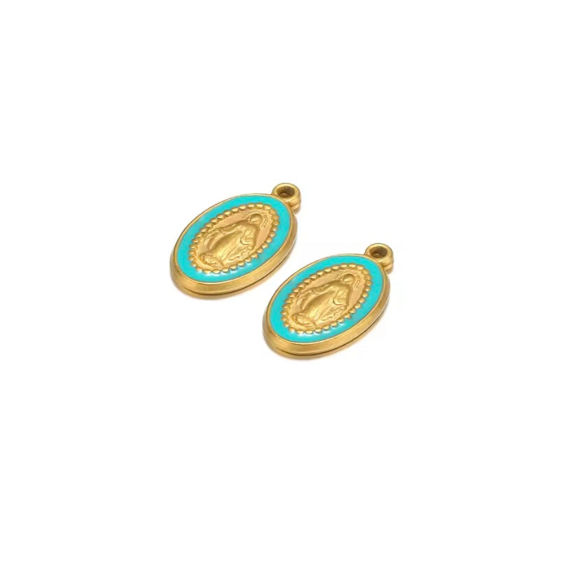 Petite médaille miraculeuse turquoise "Olivia"