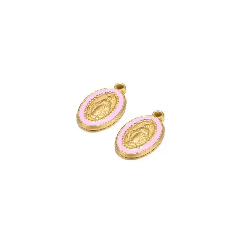 Petite médaille miraculeuse rose pâle "Margot"